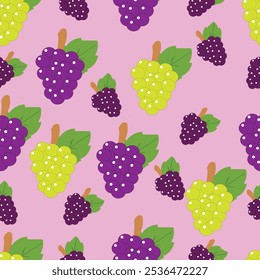 grape pattern, seamless pattern, seamless fruit pattern for background, wallpaper, textile print, label and packaging.