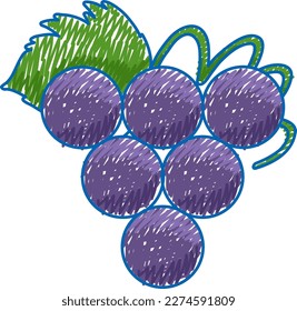 Grape pencil colour child scribble style illustration