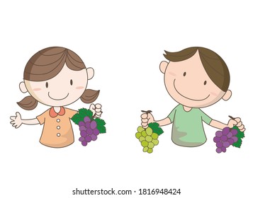 Grape picking image - Children who seem to have fun