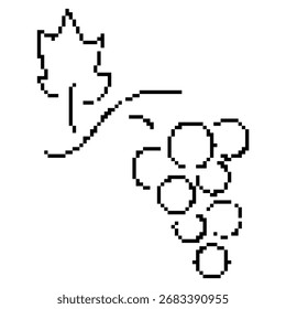 ícone de pixel de uva, 8 bits. Ilustração isolada de vetor.