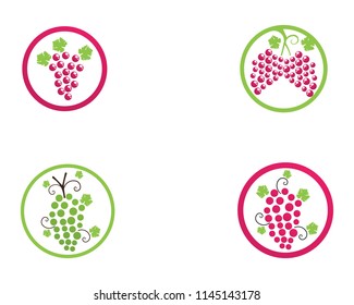 grape purple and green vector illustration