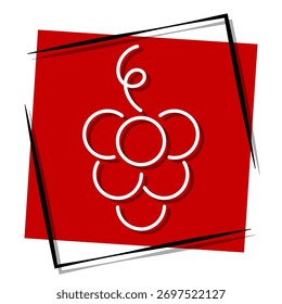 grape, red banner in a frame. Vector illustration on a white background.
