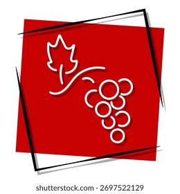 uva, faixa vermelha em uma moldura. Ilustração vetorial em um fundo branco.