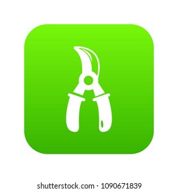 Grape scissors icon green vector isolated on white background