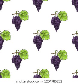 Grape seamless calligraphy coloured vector pattern for t-shirt, bag, mug, branding, web, textile, wrapping, fabric