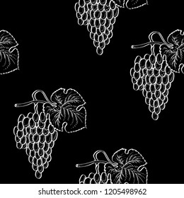 Grape seamless calligraphy turquoise vector pattern for t-shirt, bag, mug, branding, web, textile, wrapping, fabric