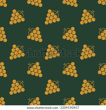 Grape seamless pattern in art deco style. Grape bunches in style of the 1920s-1930s. Icon grape in golden color. Vintage design for print on wrapping paper, wallpaper, fabric. Vector illustration