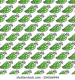Grape. Seamless pattern with grapes. Vector fruit illustration - swatch inside