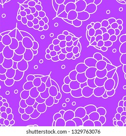 Grape seamless pattern. Hand drawn fresh fruit. Vector sketch background. Doodle wallpaper. Violet color print