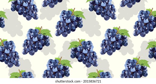 Grape with shadow vector seamless pattern