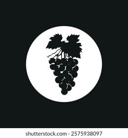 Grape Silhouette In Black And White Symbol