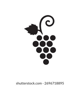 Traubensilhouette mit Blatt und Rebe - Minimales Vektorfrucht-Symbol