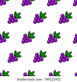 Grape simple line style seamless pattern. Vector tropical background