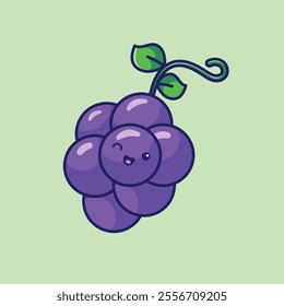 Grape smile face mascot cartoon illustration