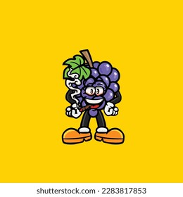 grape smoking blunt and high face stoned from weed cannabis bud nug vector