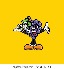 grape smoking blunt and high face stoned from weed cannabis bud nug vector