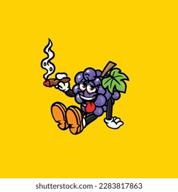 grape smoking blunt and high face stoned from weed cannabis bud nug vector