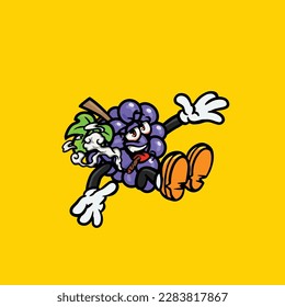 grape smoking blunt and high face stoned from weed cannabis bud nug vector