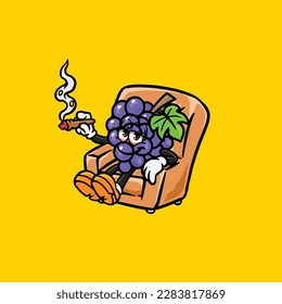 cepa humeante de uva y alta cara apedreada del vector de nuez de abejorra de cannabis