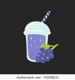 Grape Smoothie Take away plastic cup drink vector template