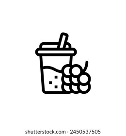 grape soft drink soda outline icon and illustration