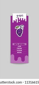 Grape sticker and eco products. Grape web element, Isolated Vector.