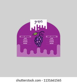 Grape sticker and eco products. Grape web element, Isolated Vector.