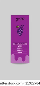 Grape sticker and eco products. Grape web element, Isolated Vector.