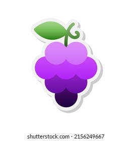 Icono de pegatina de uva, Vector, Ilustración.