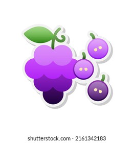 Icono de pegatina de uva, Vector, Ilustración.