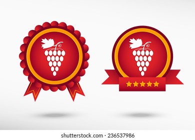 Grape stylish quality guarantee badges. Colorful Promotional Labels