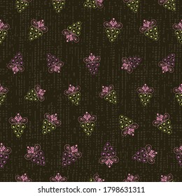 GRAPE symbol SEAMLESS PATTERN VECTOR ILLUSTRATION on dark background  for textile, fabric, wallpaper etc.