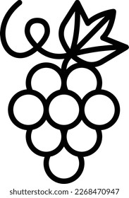 Icono de línea delgada de uva. Alimentos orgánicos saludables. Logo de Winemaking. Ilustración vectorial.