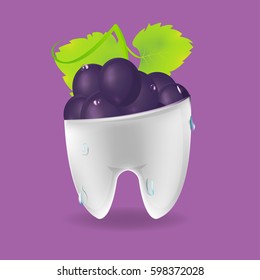 Grape Tooth Mixed Dental Symbol Vector