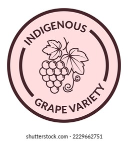 Grape variety, isolated icon with organic and natural berries. Wine making and producing of alcoholic beverages. Monochrome sketch. Label or logotype for package product. Vector in flat style