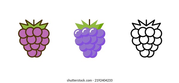 Grape vector bunch logo icon, Wine grape illustration silhouette fruit flat vine leaf berry symbol organic design