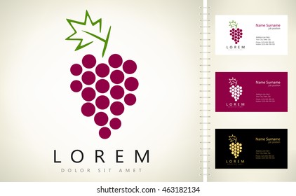 Grape vector with business card template.