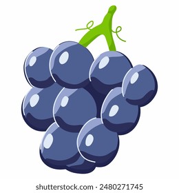 Ilustración de la baya de la historieta del Vector de la uva aislada en un fondo blanco.