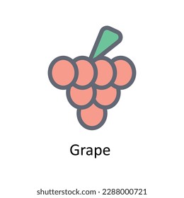 Grape  Vector  Fill outline Icons. Simple stock illustration stock
