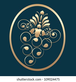 grape vector in gold color