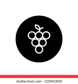 Grape vector icon, fruit symbol. Simple, flat design for web or mobile app