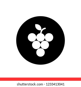 Grape vector icon, fruit symbol. Simple, flat design for web or mobile app
