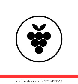 Grape vector icon, fruit symbol. Simple, flat design for web or mobile app