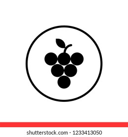 Grape vector icon, fruit symbol. Simple, flat design for web or mobile app