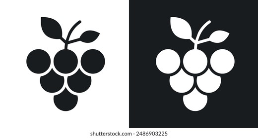 Grape vector icon set in solid black and white color
