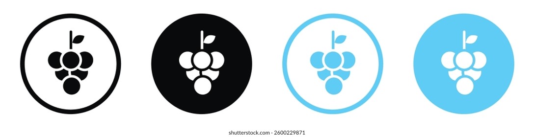 Grape vector icons in black and blue colors