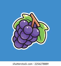 grape vector illustration, fruits illustration, fruits flat icon design