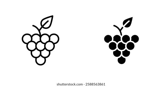 Grape vectors icons set in filled and strokes on white background