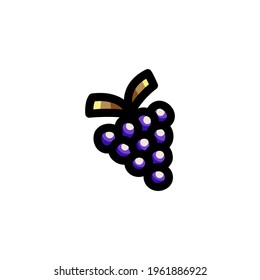 Grape Vegan Outline Icon Logo Vector Illustration
