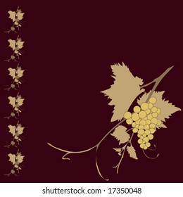 The grape vine background on the claret color background